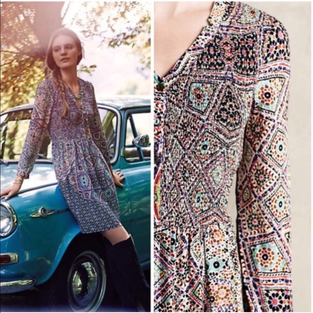Anthropologie Tiled Amethyst Dress